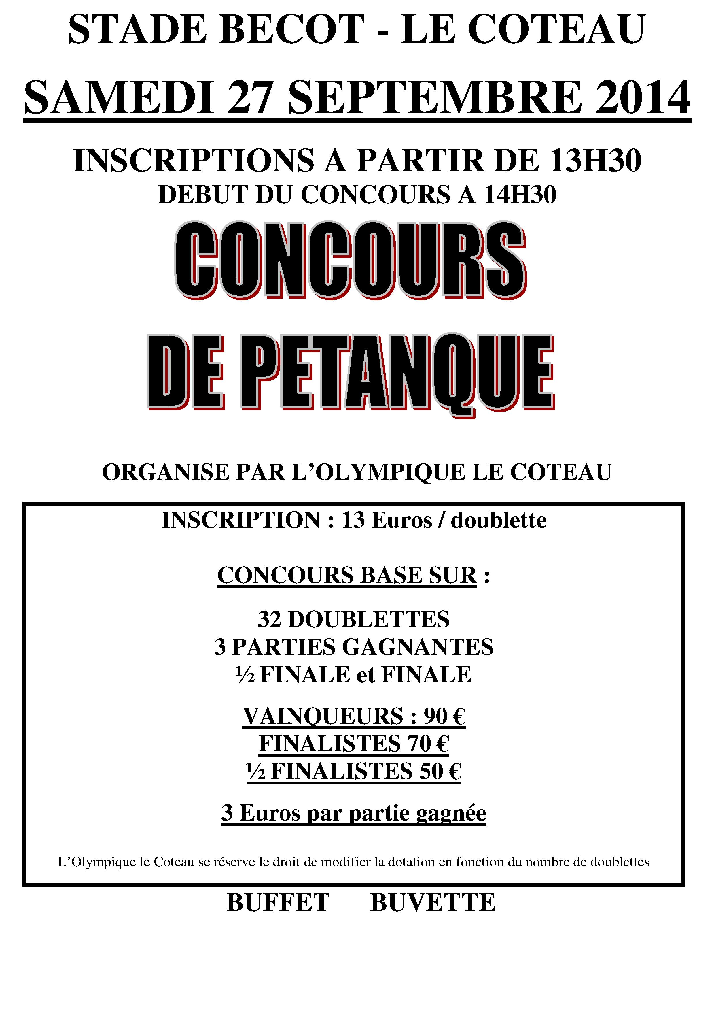 Concours de pétanque 2014 -Olympique Le Coteau Concours de pétanque 2014 -Olympique Le Coteau
