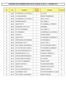 Liste premiers matchs U11 - 1er mai 2018