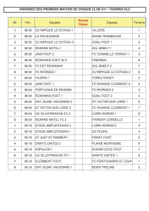 Liste premiers matchs U11 - 1er mai 2018