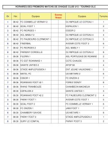 Liste premiers matchs U13 - 1er mai 2018